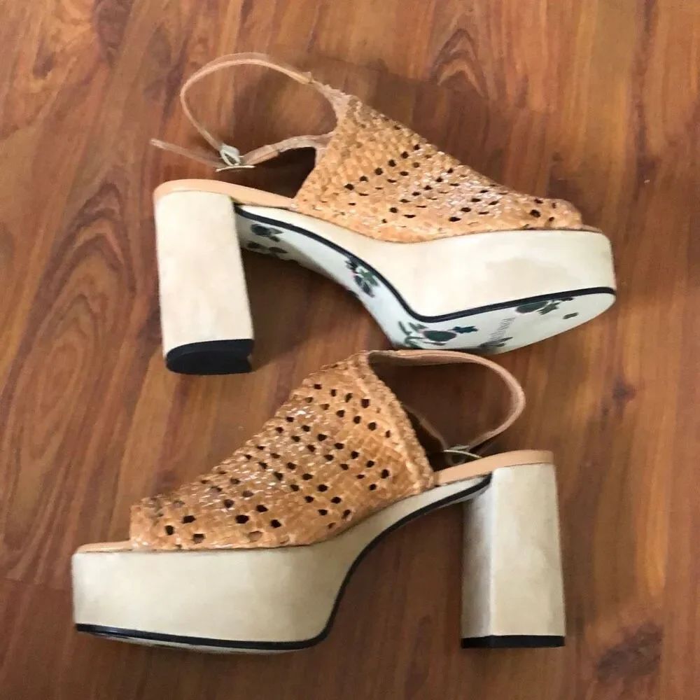 Pons Quintana Made in Spain, leather platform sandals Chunky heel size 40.5 
